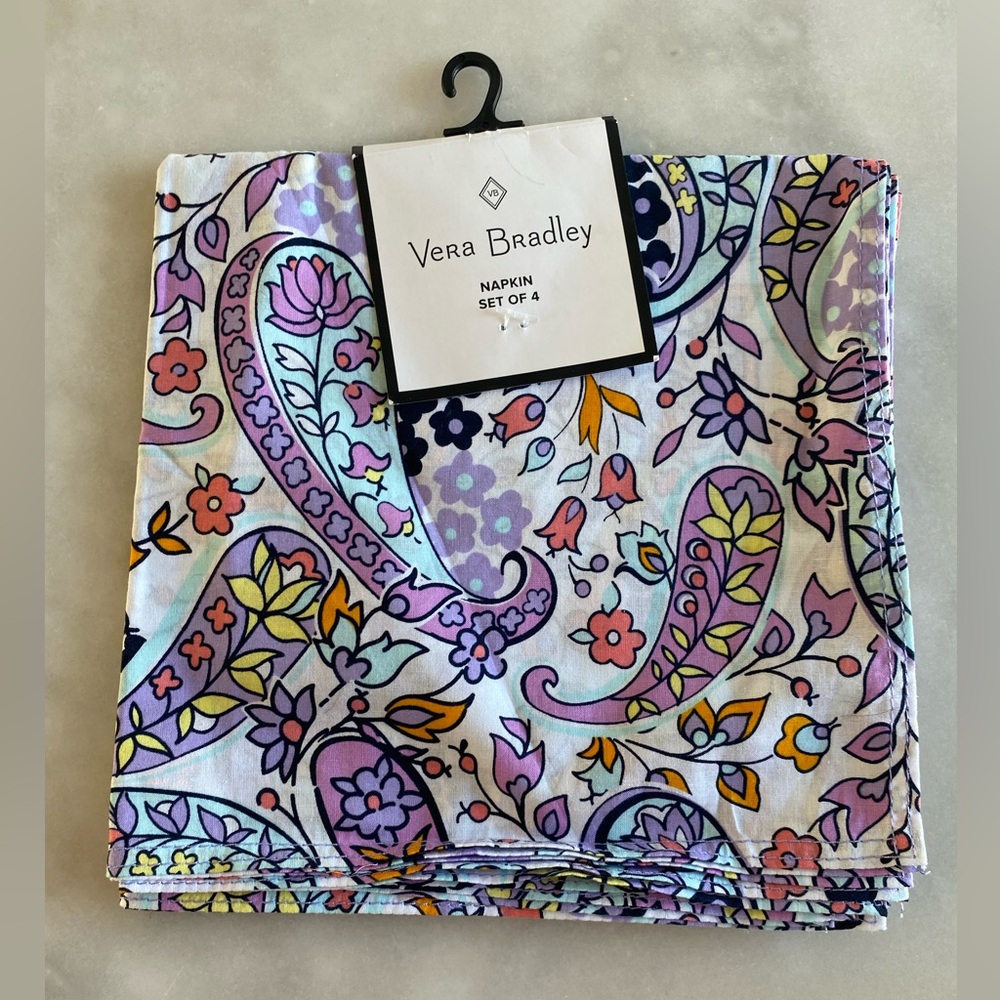 Vera Bradley Maddalena set of 4 purple paisley napkins